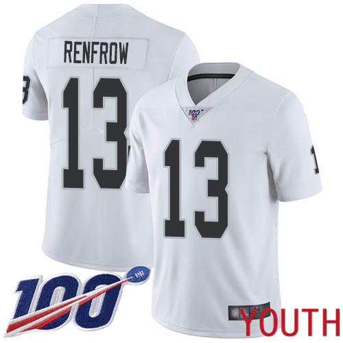 Oakland Raiders Limited White Youth Hunter Renfrow Road Jersey NFL Football #13 100th Season Vapor Jersey->youth nfl jersey->Youth Jersey